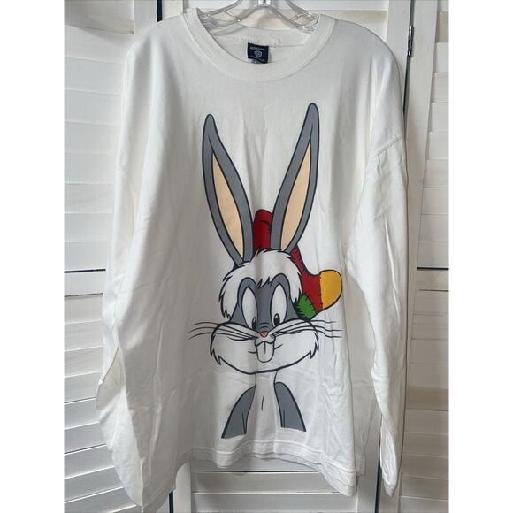 Warner Bros. Other - Vintage 1997 Warner Bros Men’s Bugs Bunny Santa White Long Sleeve Shirt X-Large